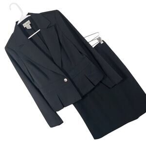 NWOT! K.C. SPENCER, NY! MUTED STEEL GRAY BLUE STRETCH LIGHTWEIGHT SKIRT SUIT! 10